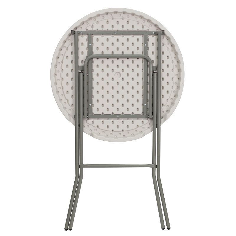 Emma and Oliver 2.63-Foot Round Granite White Plastic Bar Height Folding Event Table