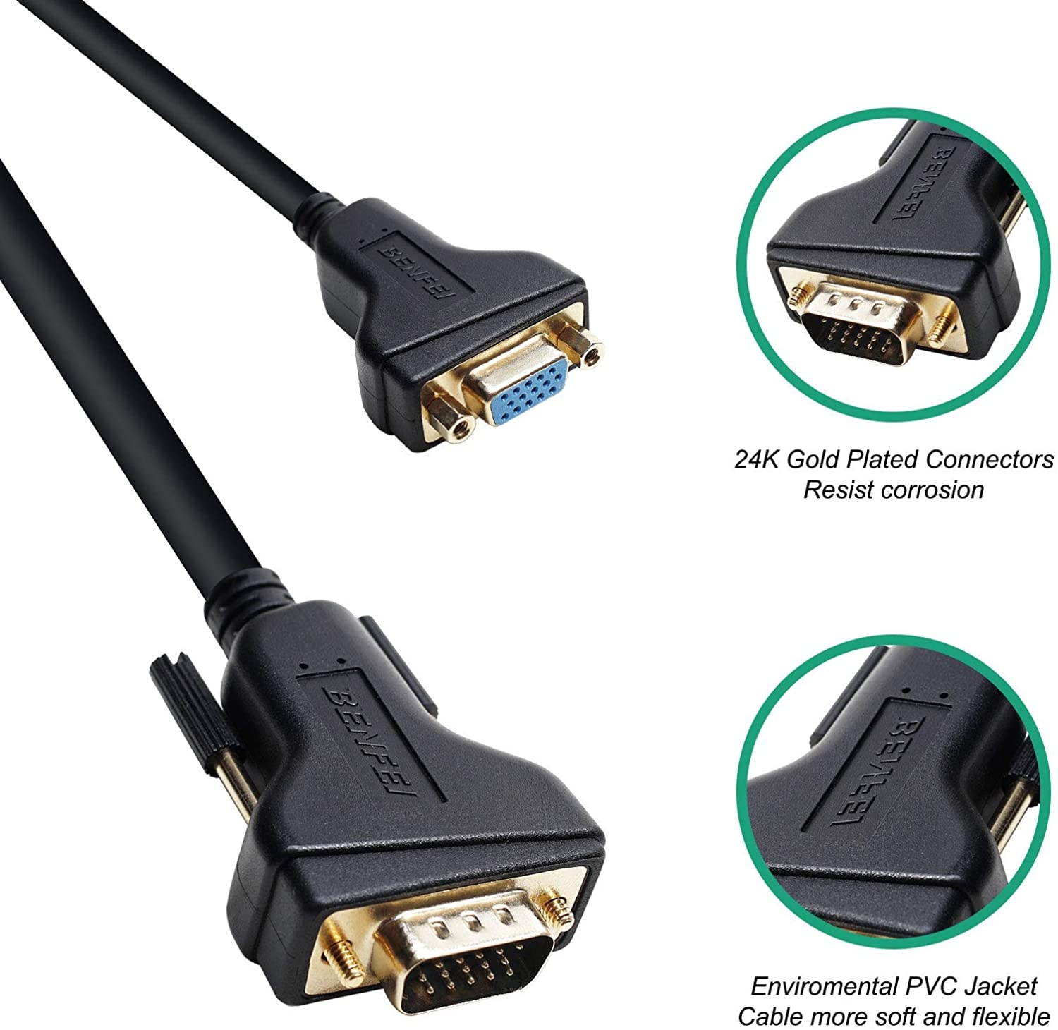 VGA Extension Cable BENFEI VGA Male to Female Cable - 10 Feet