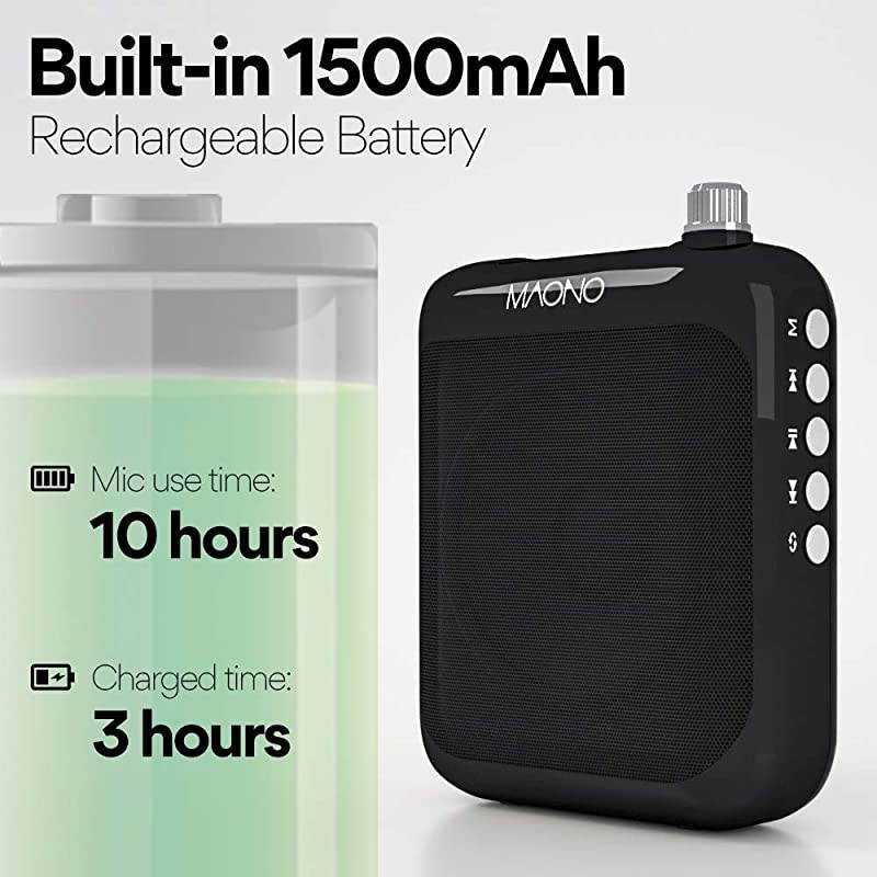 Portable Voice Amplifier  Lightweight Cardioid Rechargeable Wired Microphone with Waistband and LED Display, Support FM/MP3/TF card for Teachers, Tour Guides, Coaches, Training, Promotion, AU-C01