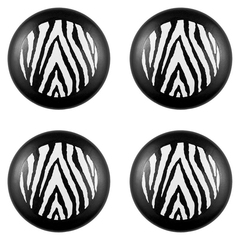 Sumner Street Home Hardware 4pc Zebra Print Painted Knob Black