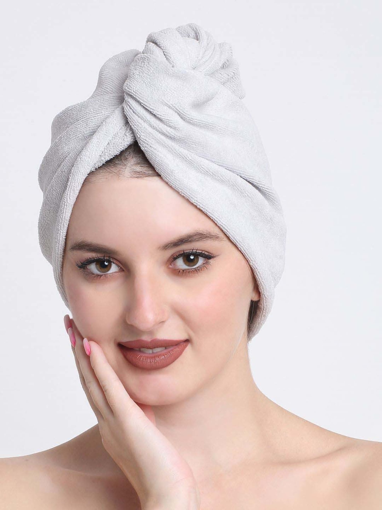 Creeva Luxury Silver Grey Cotton 380 GSM Hair Wrap