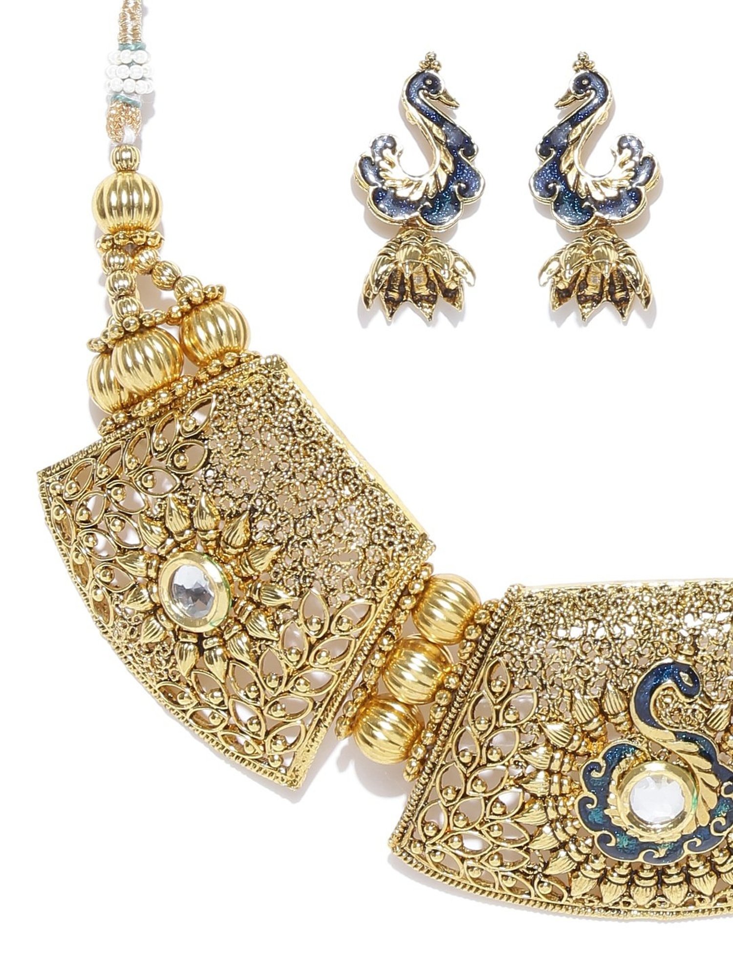 Sri Jagdamba Pearls White Alloy Classic Necklace & Earring Set