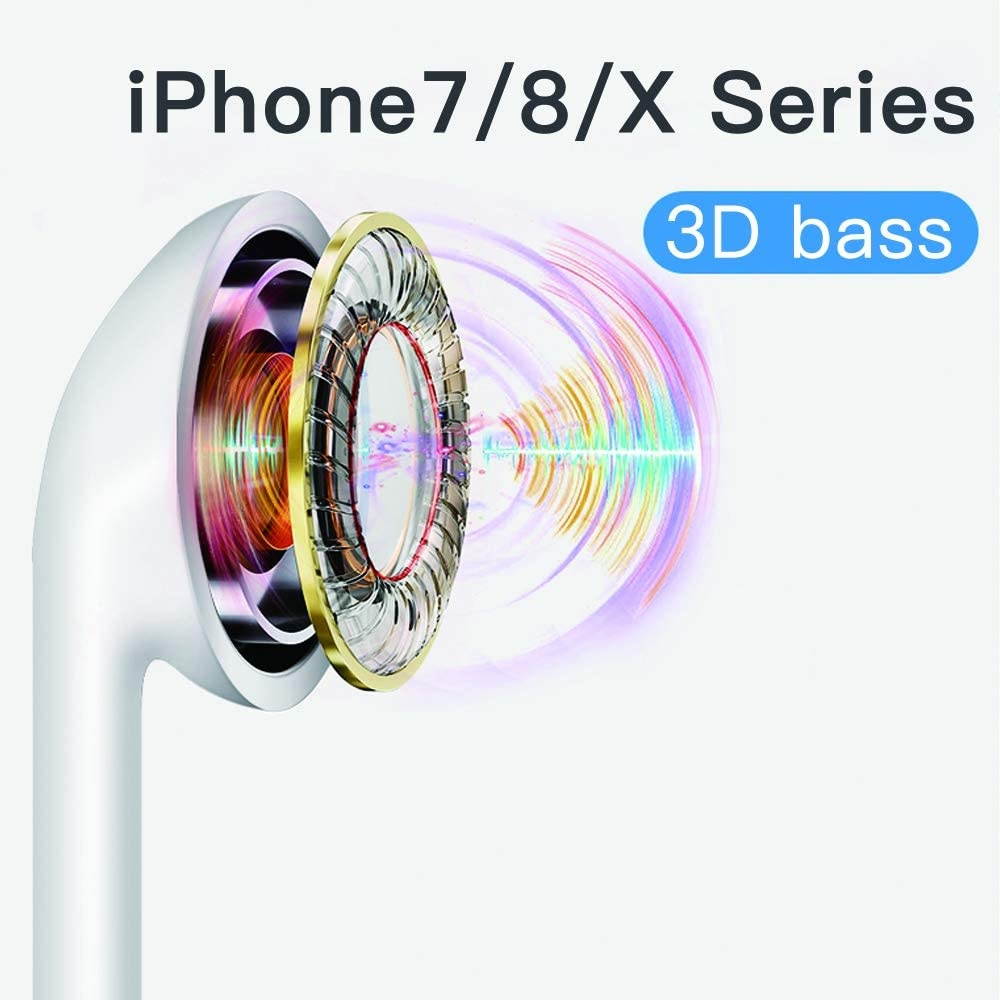 Lightning Earbuds MFi Certified Earphones Headphones with Microphone and Volume Control Noise Isolating Headset Compatible with iPhone XS/Max/XR/X/8/Plus/7 and iOS 10/11/12(White)