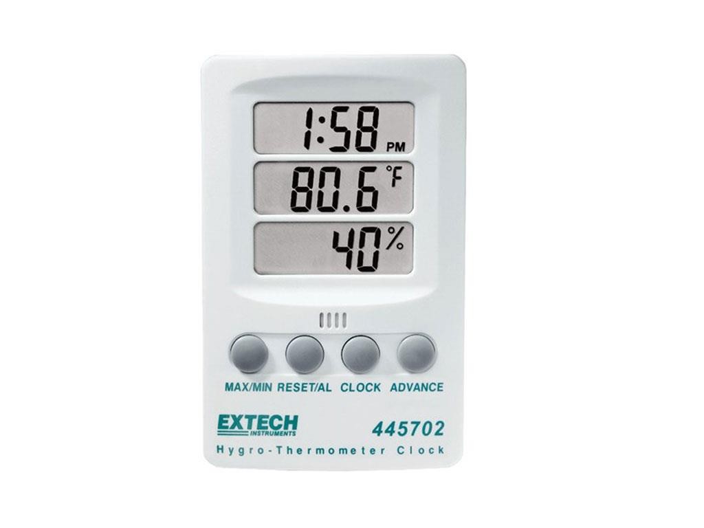 Extech Clock Digital Hygrometer,14 to 140 F  445702