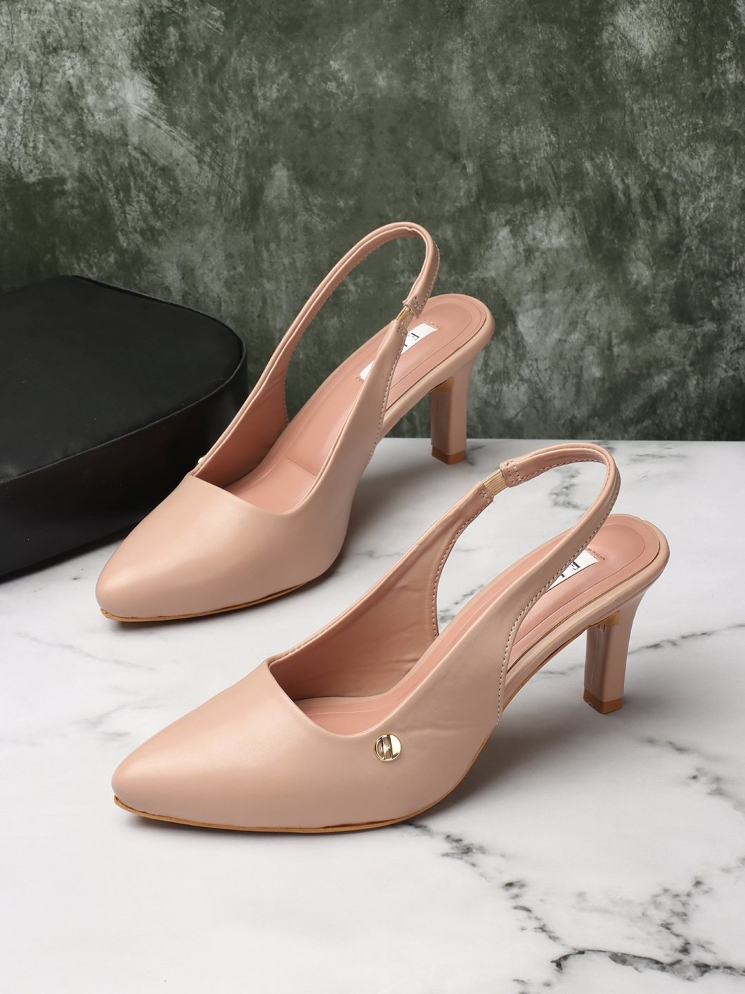Elle Women's Peach Sling Back Stilettos