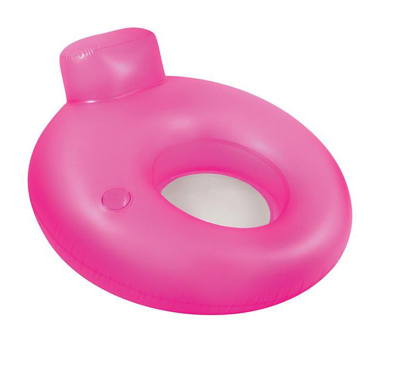 Swim Central 48" Inflatable Neon Frost Pink Pool Lounger with Headrest