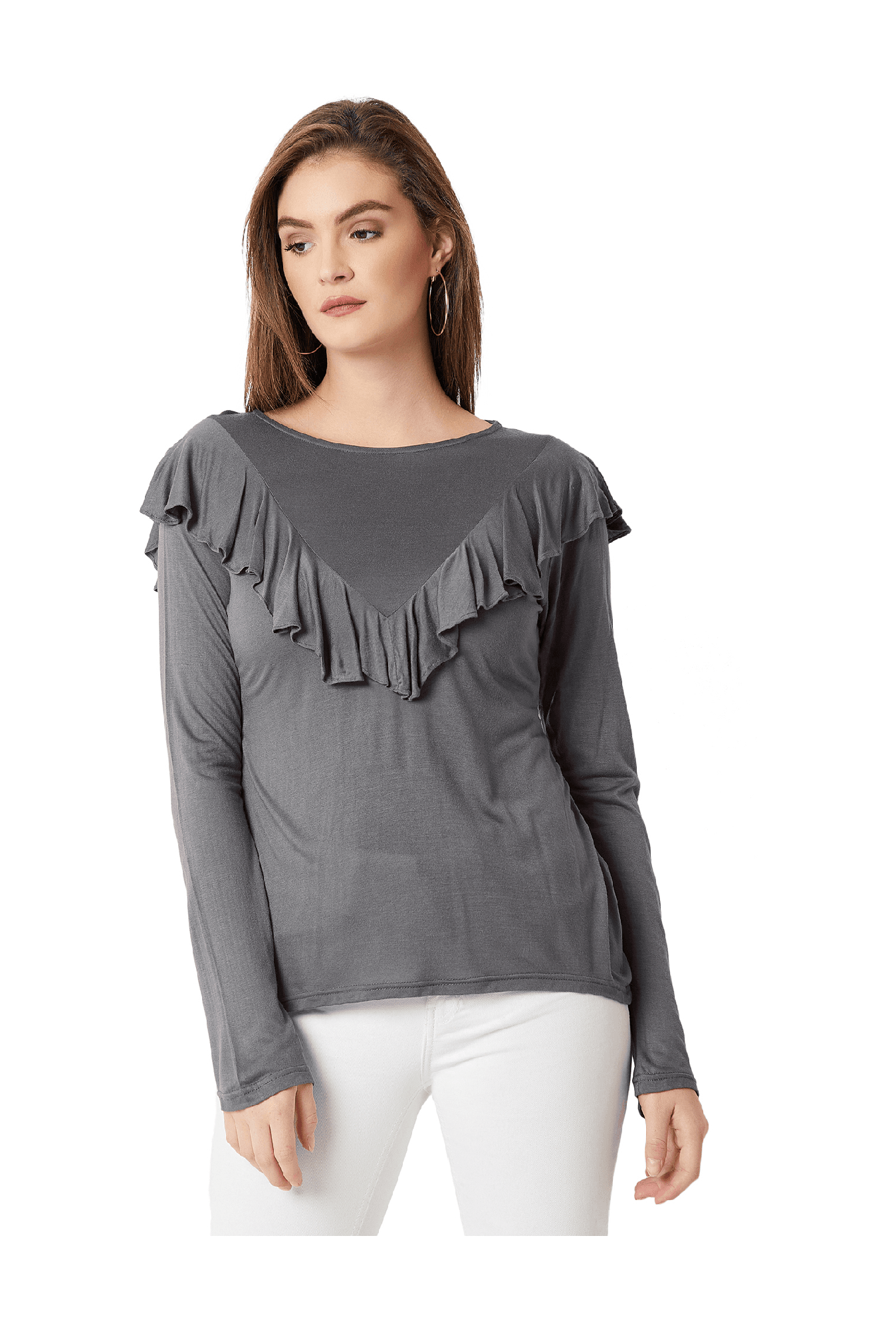 Miss Chase Grey Textured Top