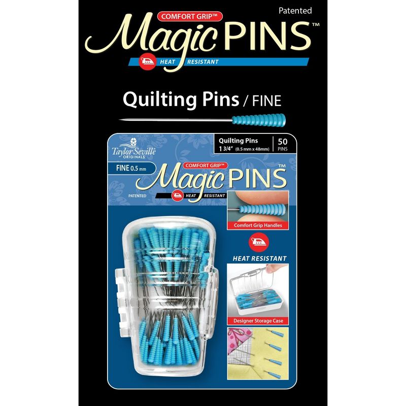 Taylor Seville Magic Pins - Quilting Fine-Blue 50/Pkg