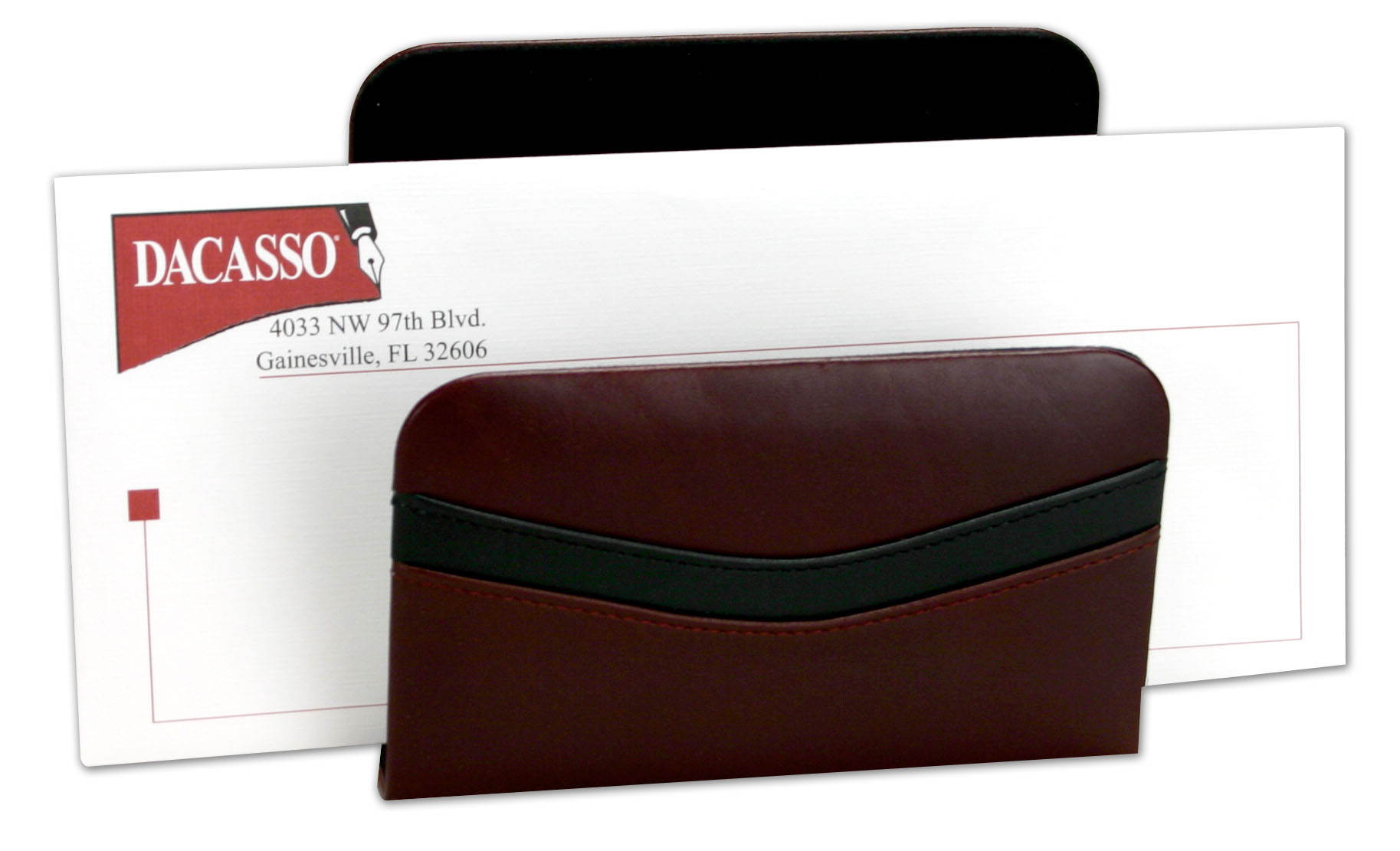 A7008 Letter Holder - Hand-Tucked Geniune Top-Grain Burgundy Leather