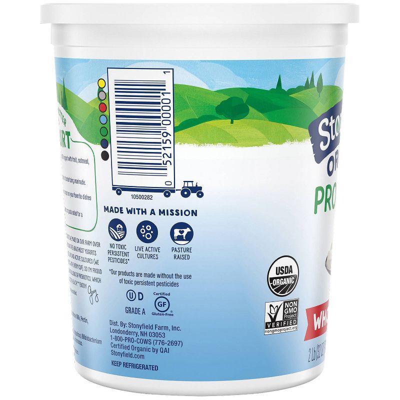 Stonyfield Organic Plain Whole Milk Probiotic Yogurt - 32oz Tub
