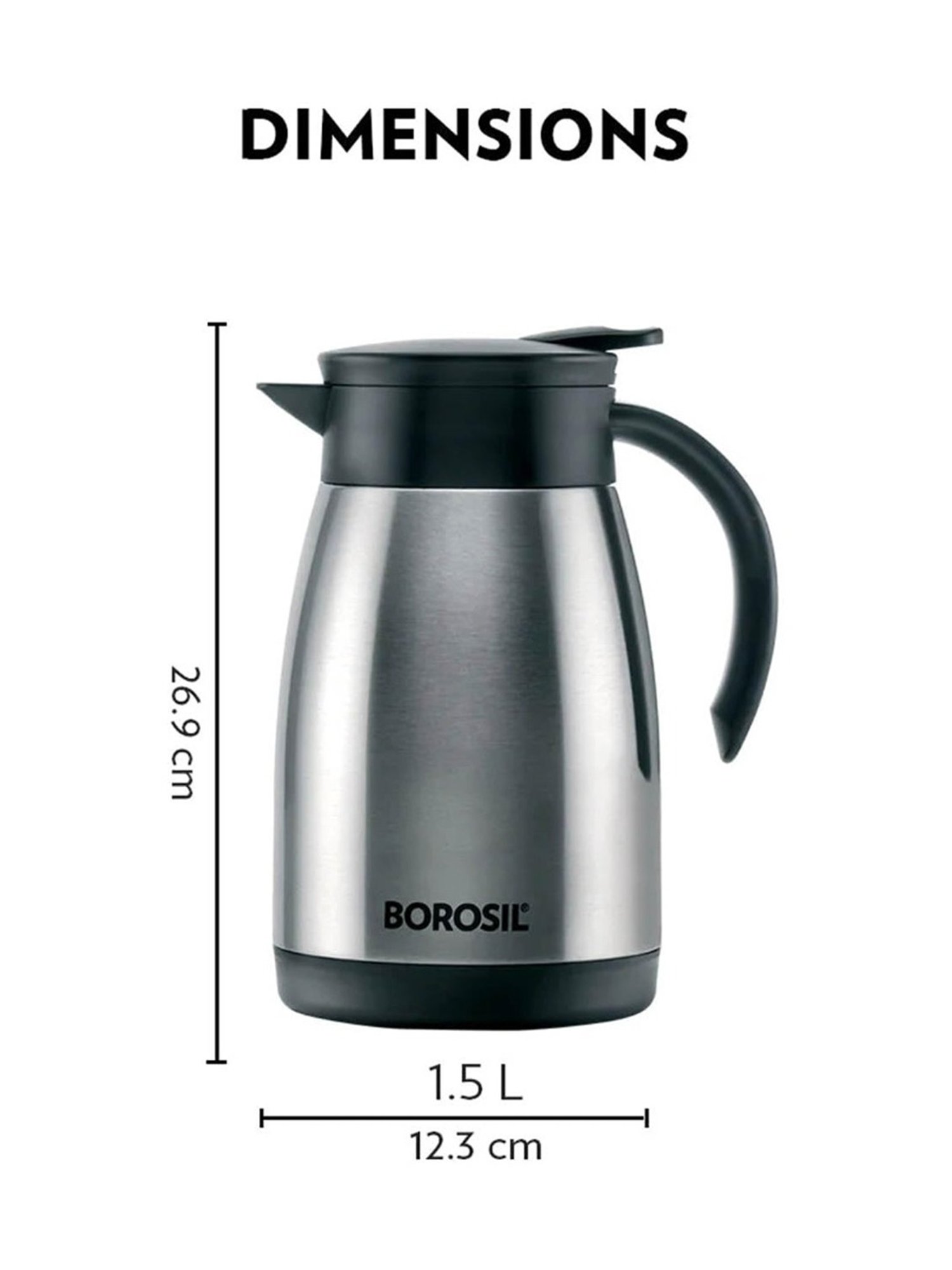 Borosil Silver Stainless Steel Wonder Jug (5700 ML)