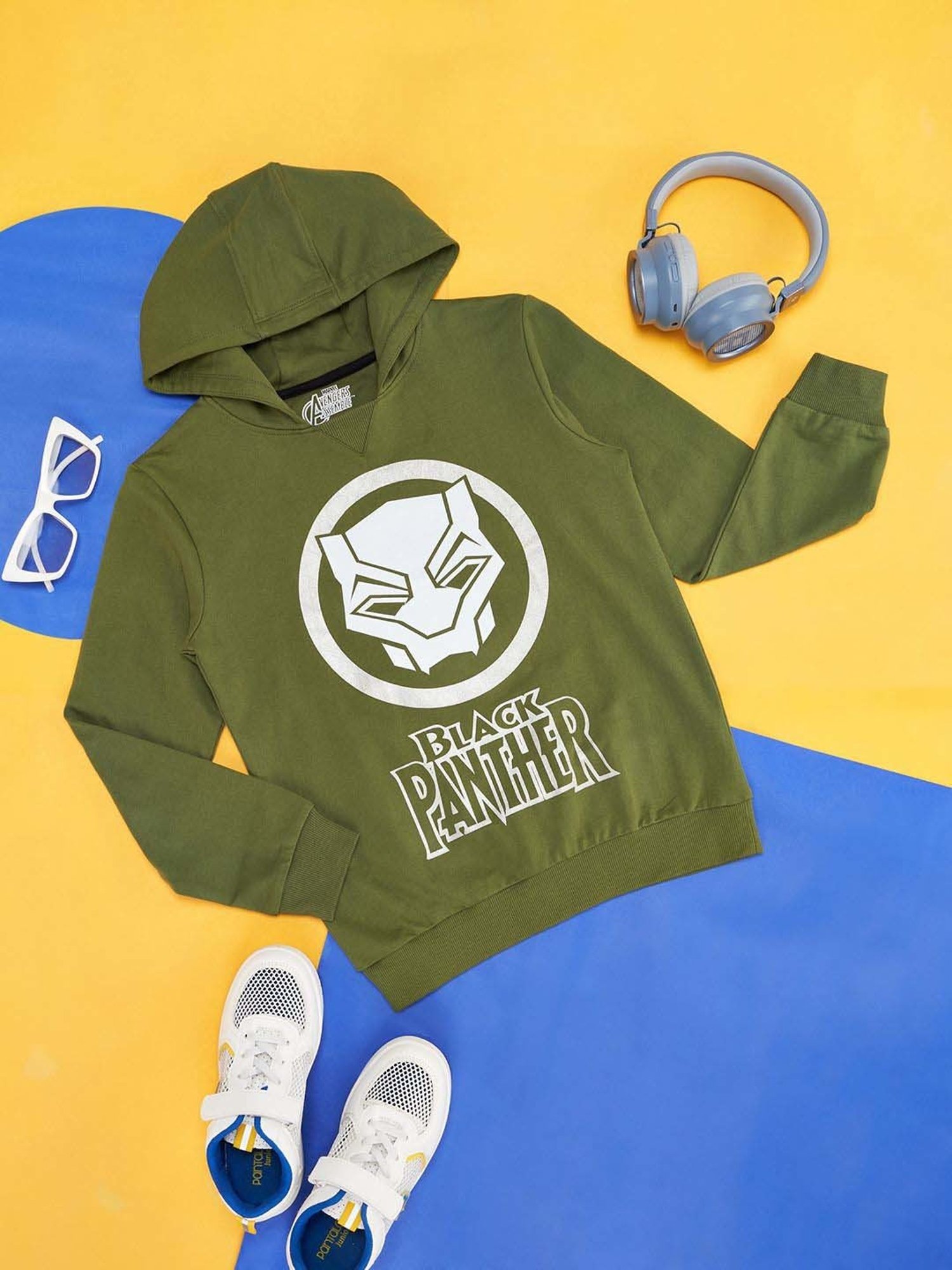 Pantaloons Junior Olive Cotton Printed Full Sleeves Sweatshirt