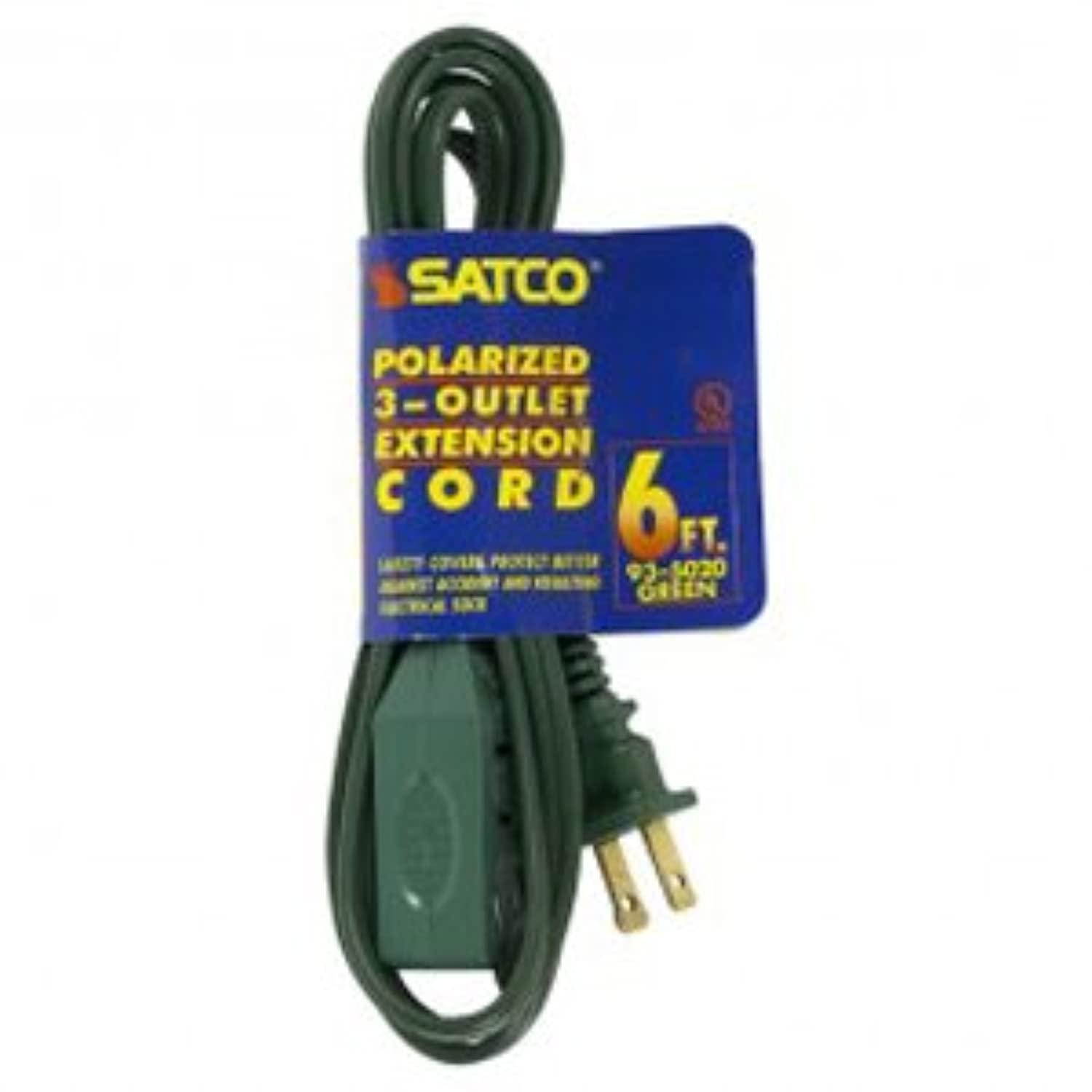satco 6 ft green indoor light duty extension cord - 935020