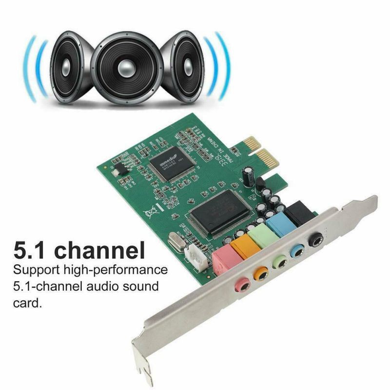 Green PCI Express PCIE Audio Digital Surround Sound Card Adapter For PC