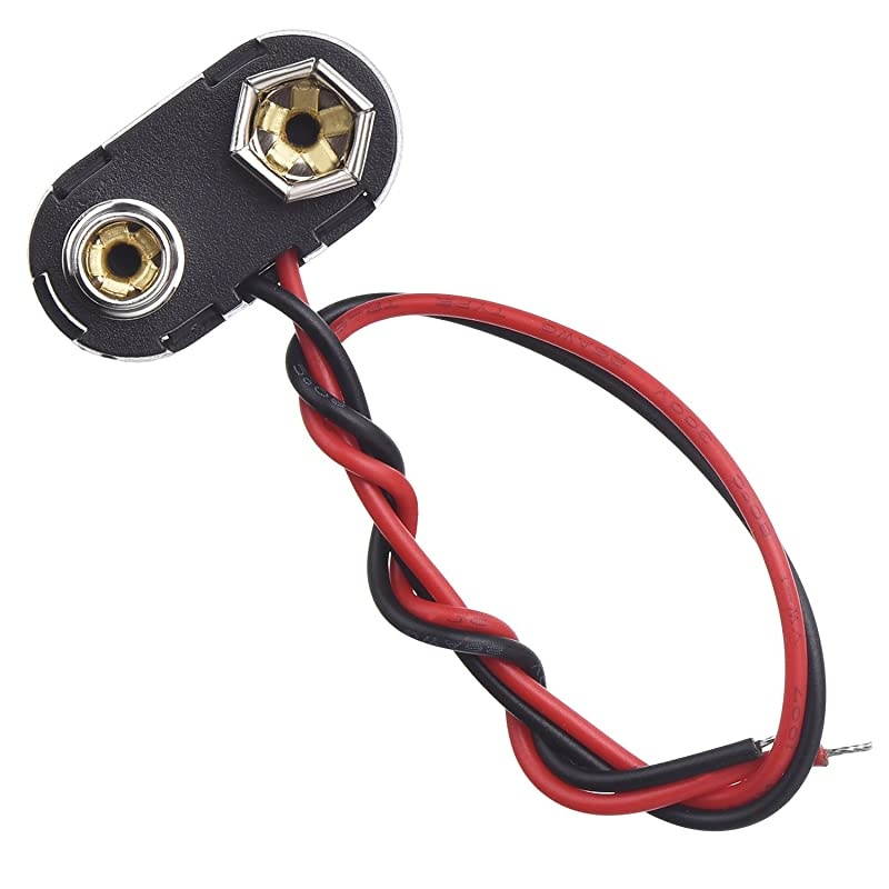 Pack T Type 9 V Battery Clip Connector Long Cable Connection Hard Shell Black Red Connector T Type