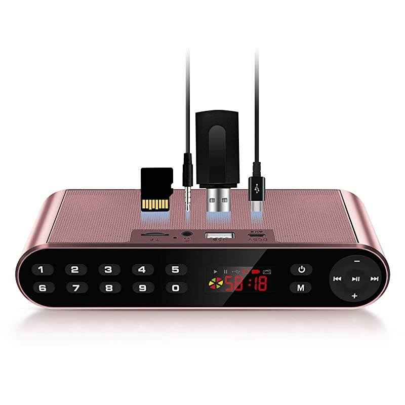 Bluetooth Speakers with FM Radio MP3 Player Stereo Portable Wireless Speaker Dual Drivers with HD Sound Builtin Microphone High Definition Audio and Enhanced Bass Pink