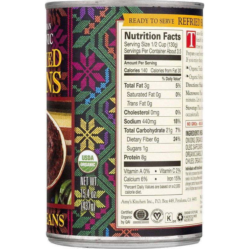 Amy's Vegetarian Organic Refried Black Beans 15.4oz