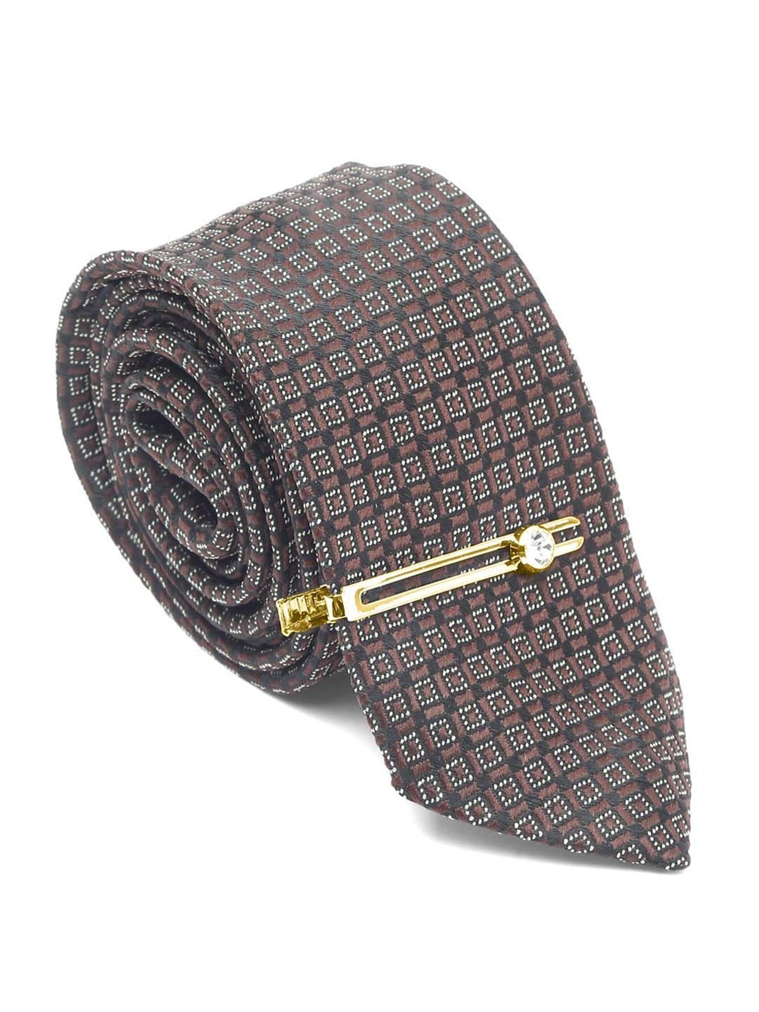 Louis Stitch Brown Embroidered Necktie Gift Set - Set of 3