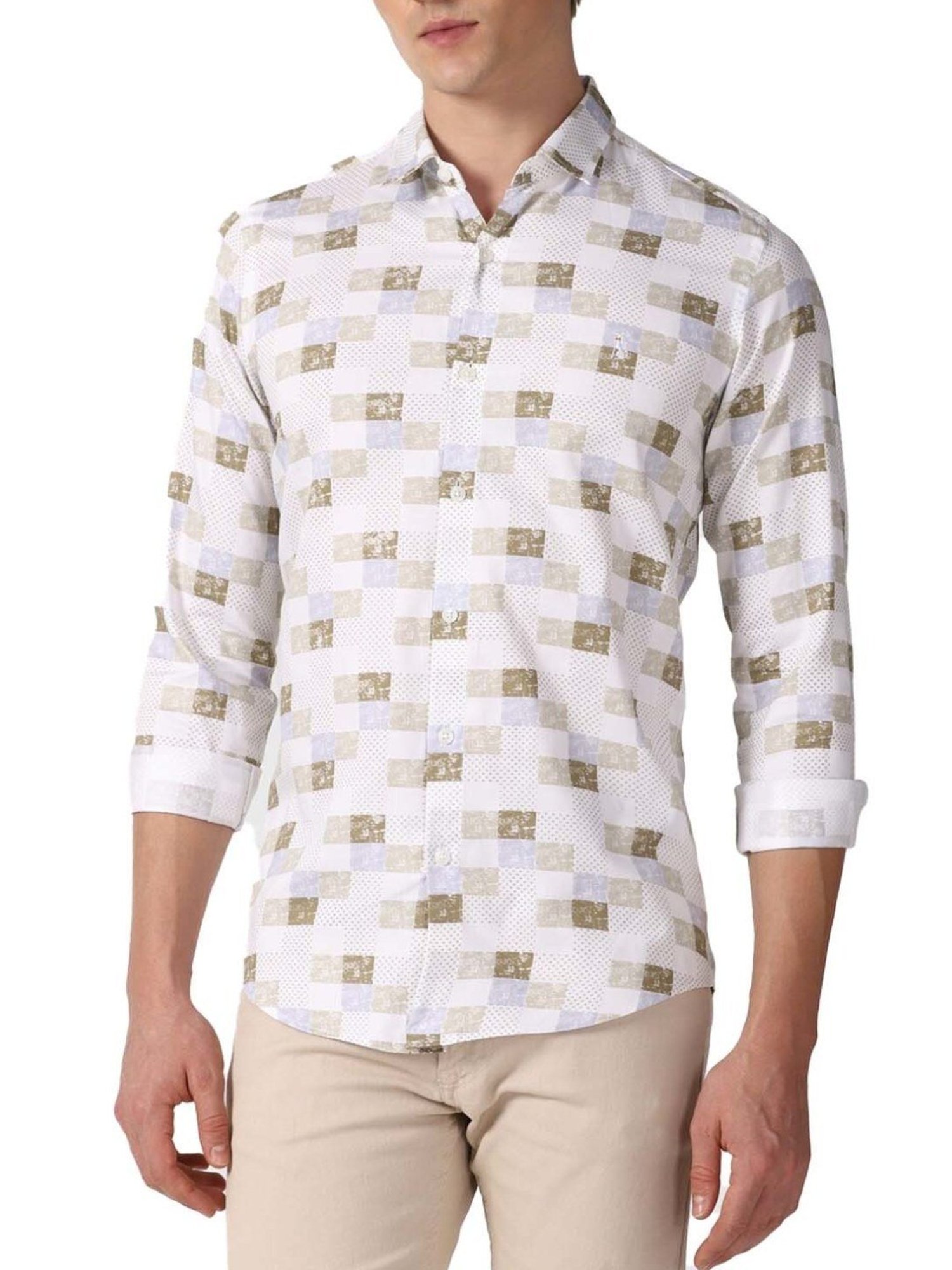 Simon Carter London White Printed Slim Fit Shirt