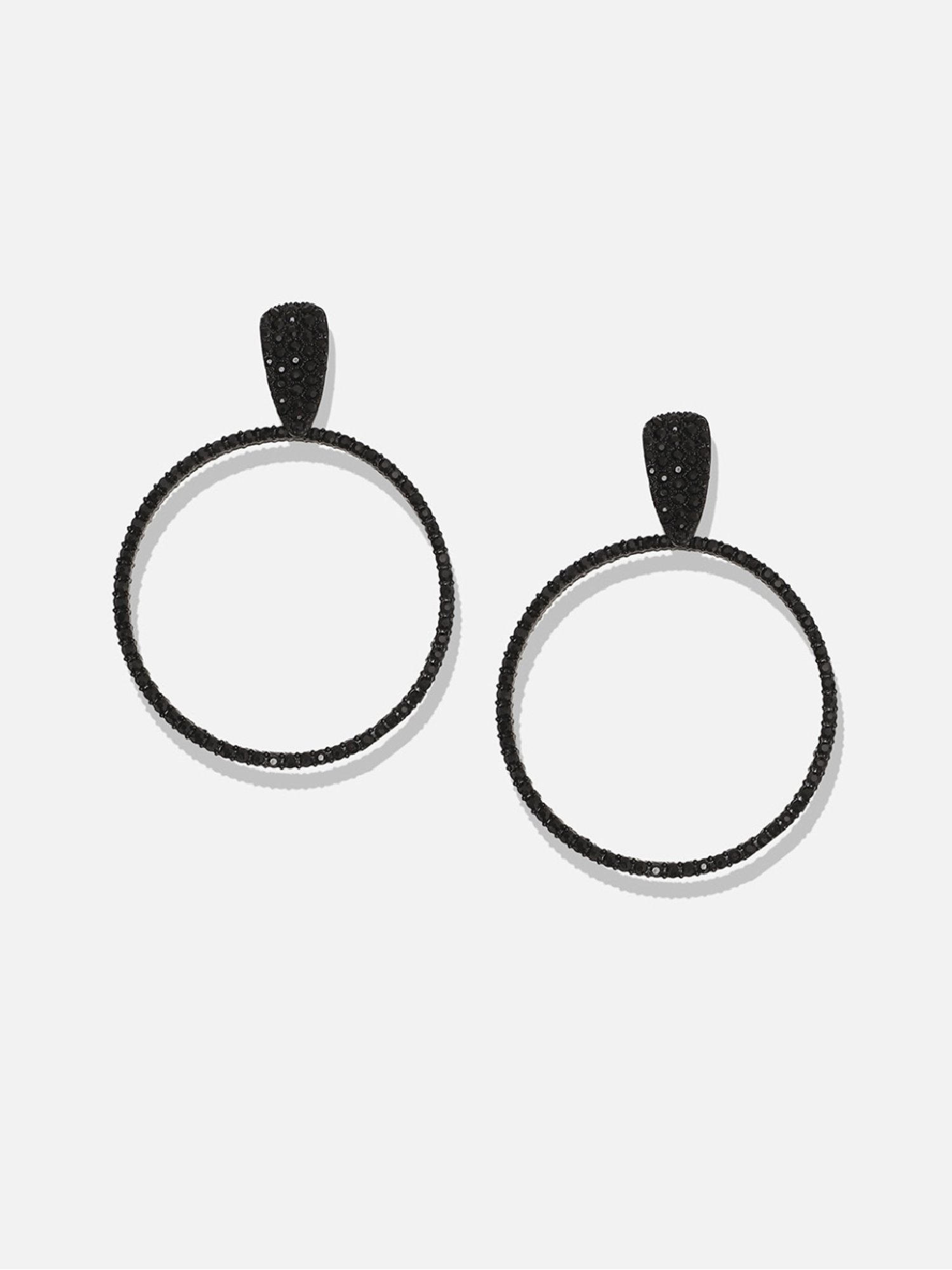 Sohi Women's Intricate Crystal Circular Drop Earrings  Black