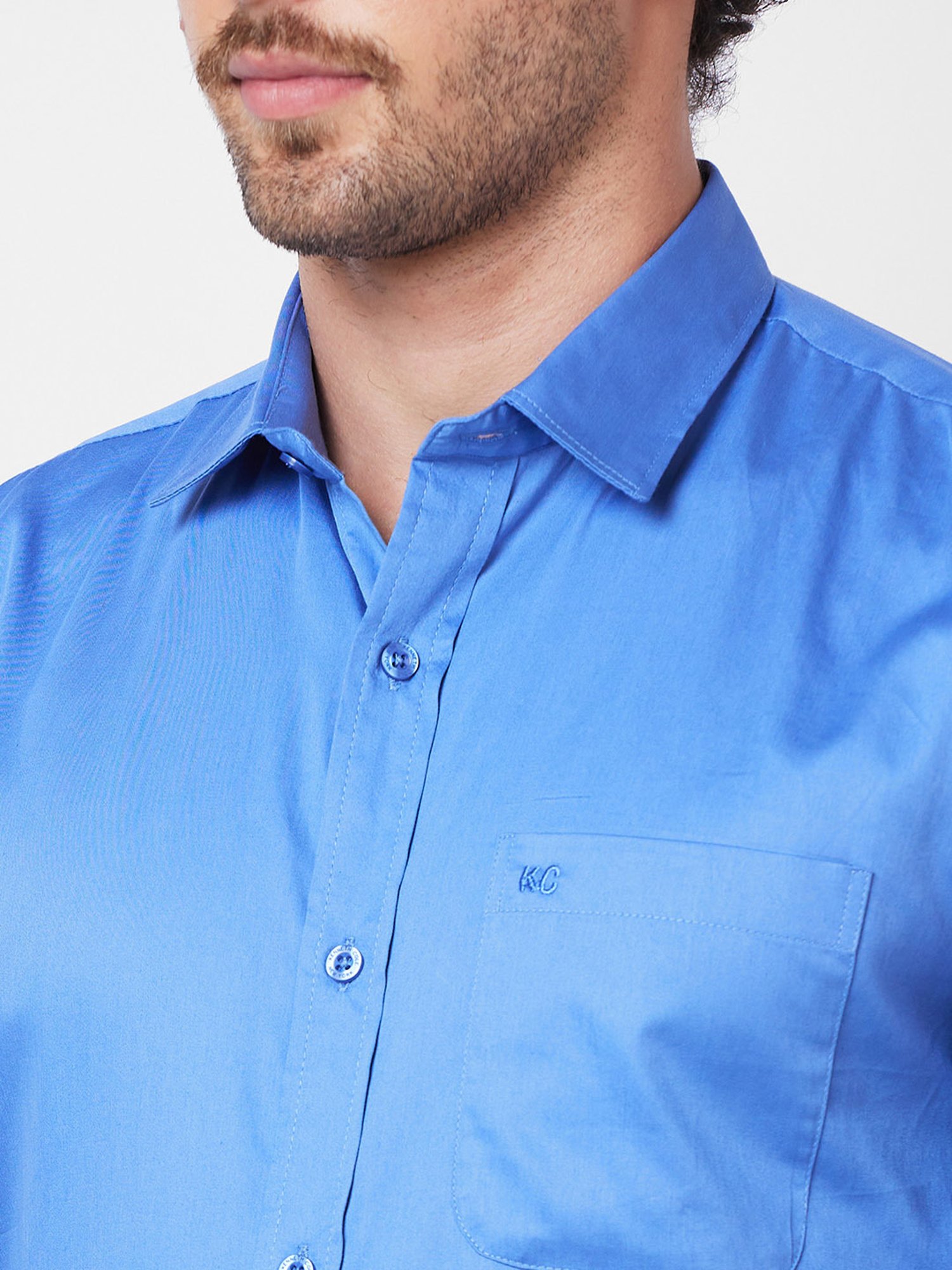Kenneth Cole New York Blue Slim Fit Cotton Shirt