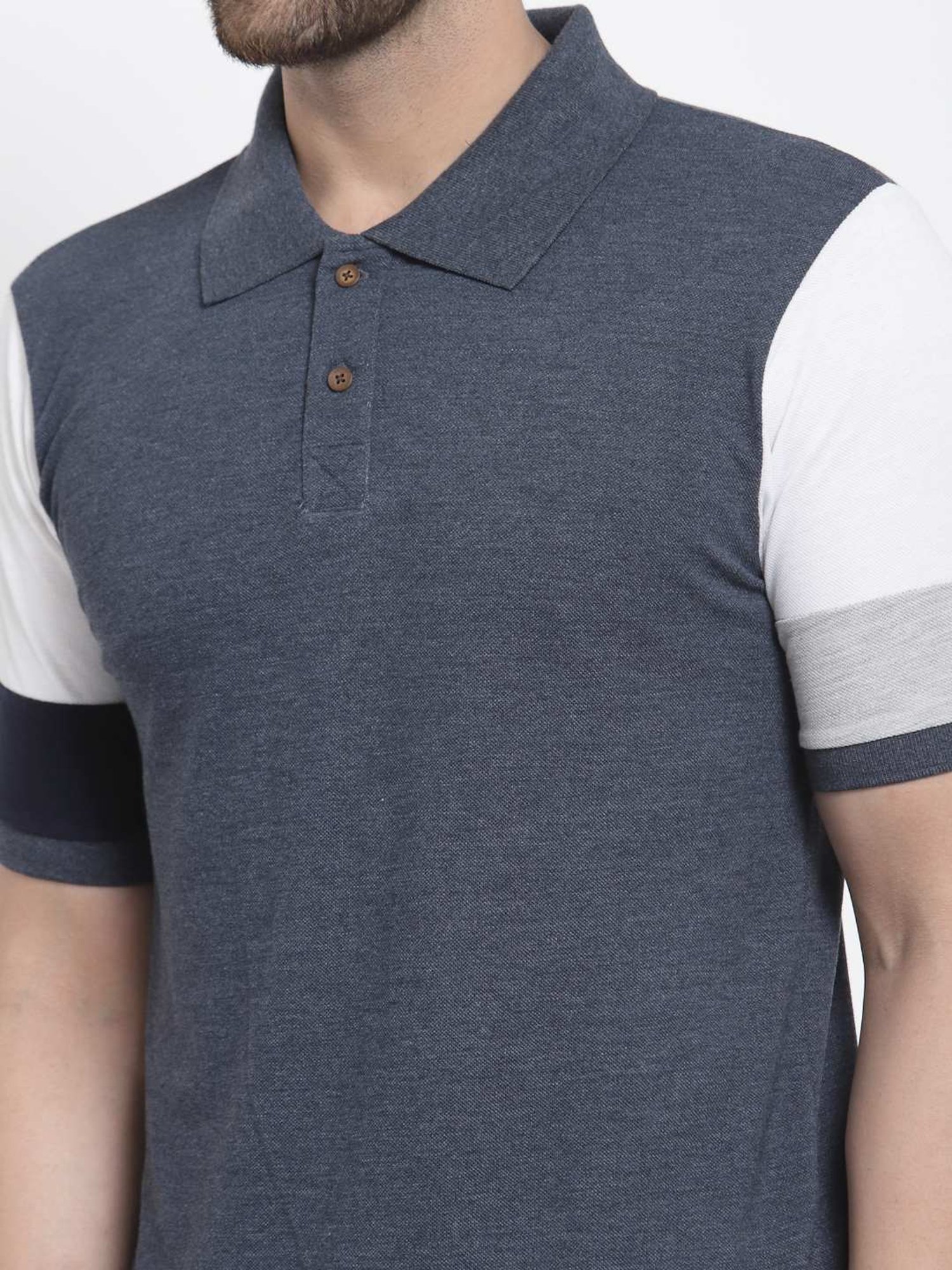 Kalt Multicolor Cotton Regular Fit Colour Block Polo T-Shirt