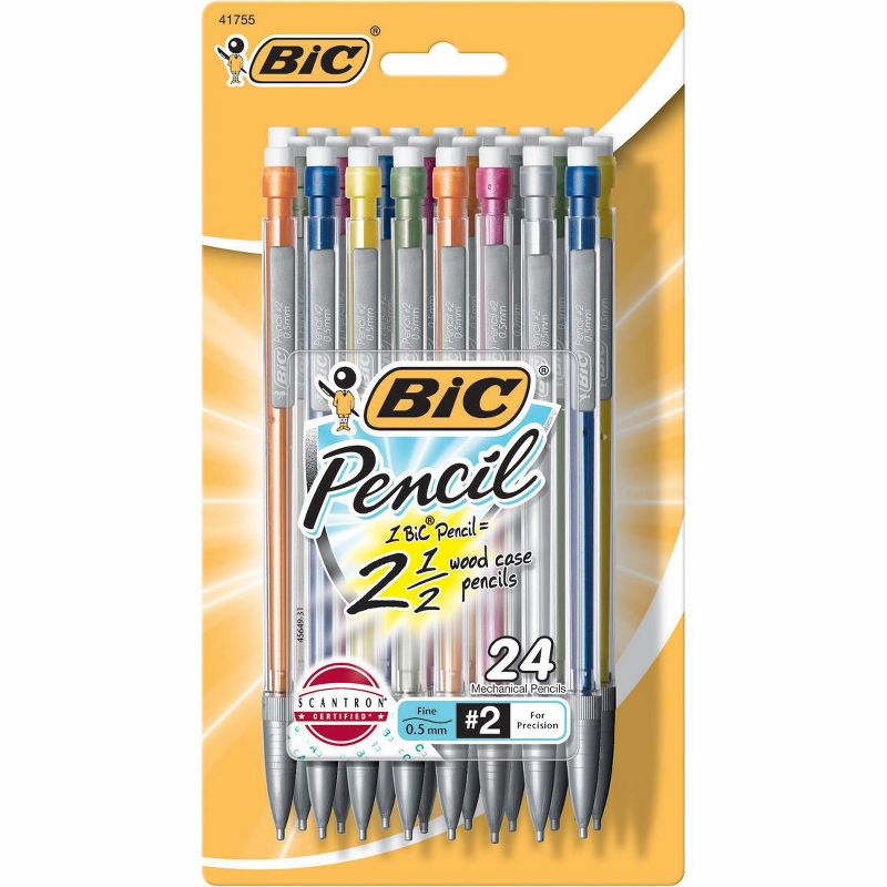 BIC Xtra Precision Mechanical Pencils, Assorted Metallic, pk of 24