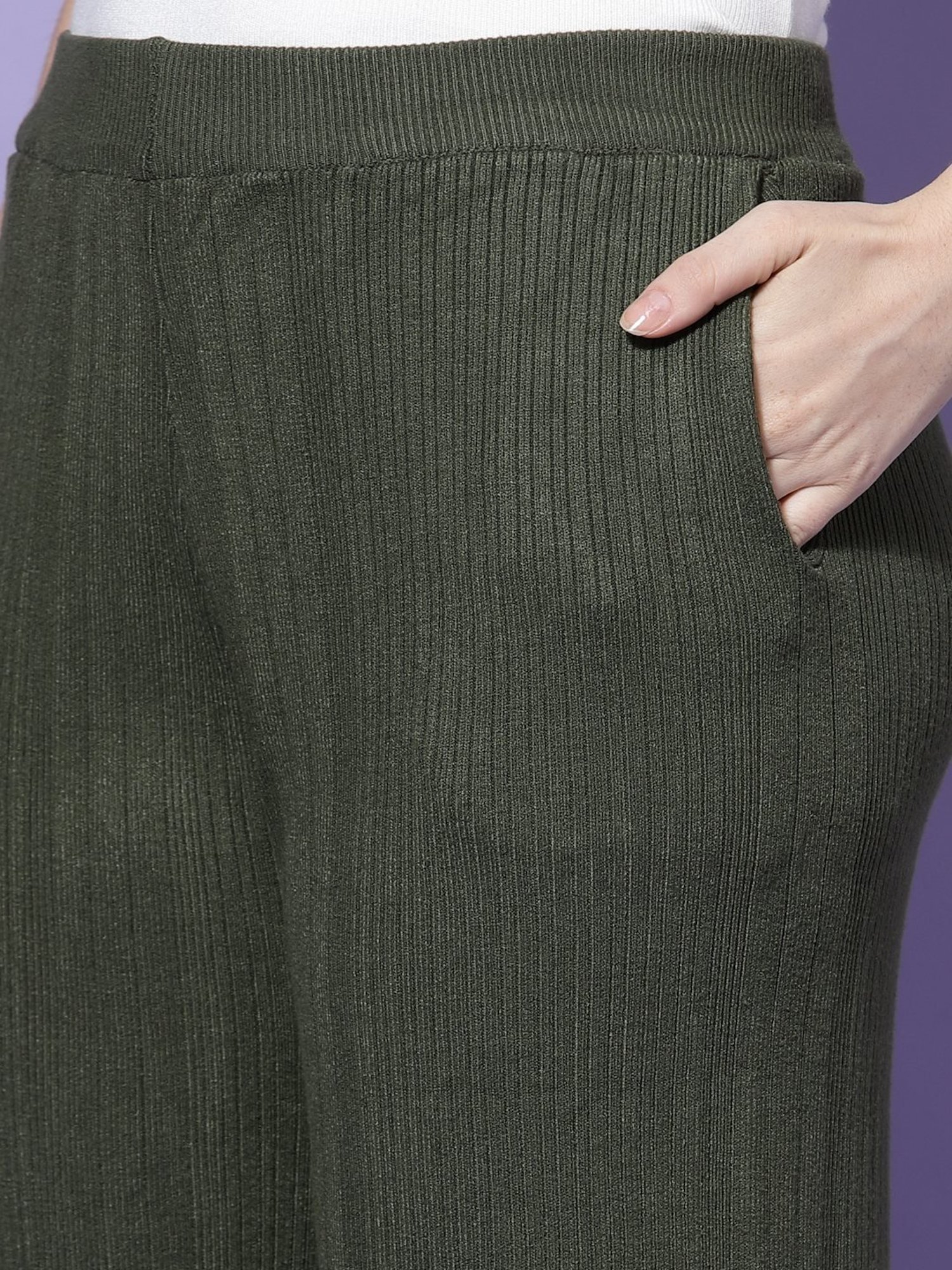 Mafadeny Green Self Pattern Palazzos