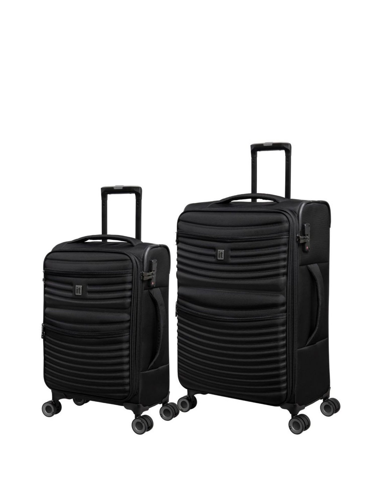 it luggage Precursor Black Combo-24 & 20 inches Expandable Soft Case Luggage Trolley with TSA Lock