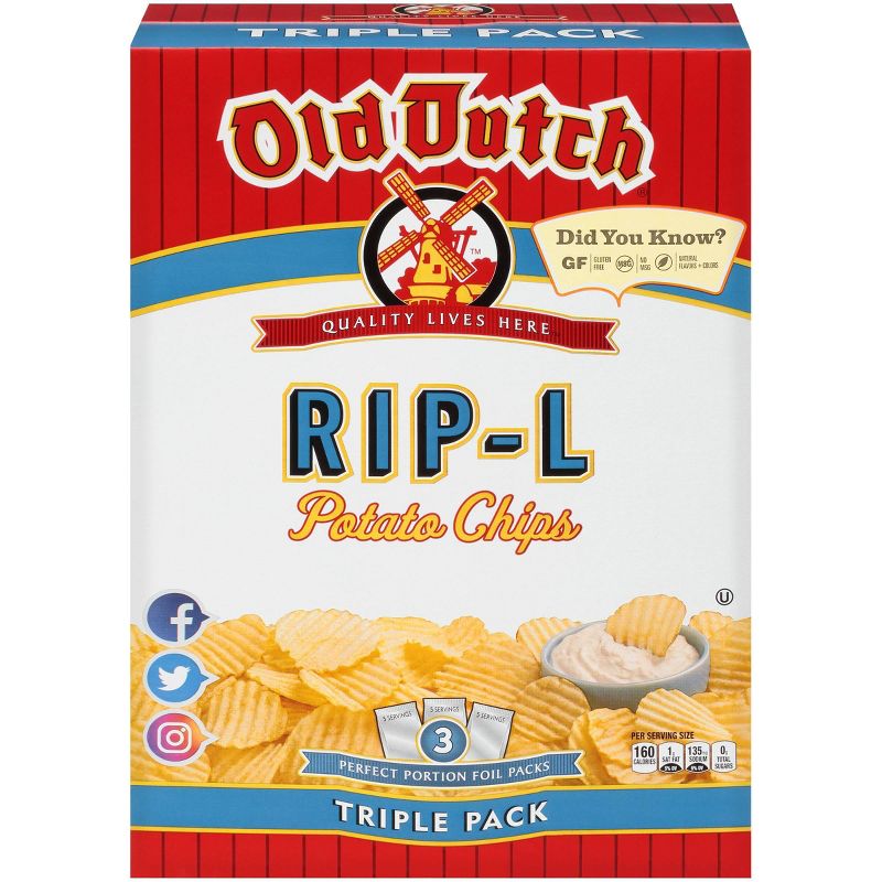 Old Dutch Triple Pack Rip-L Potato Chips - 3ct