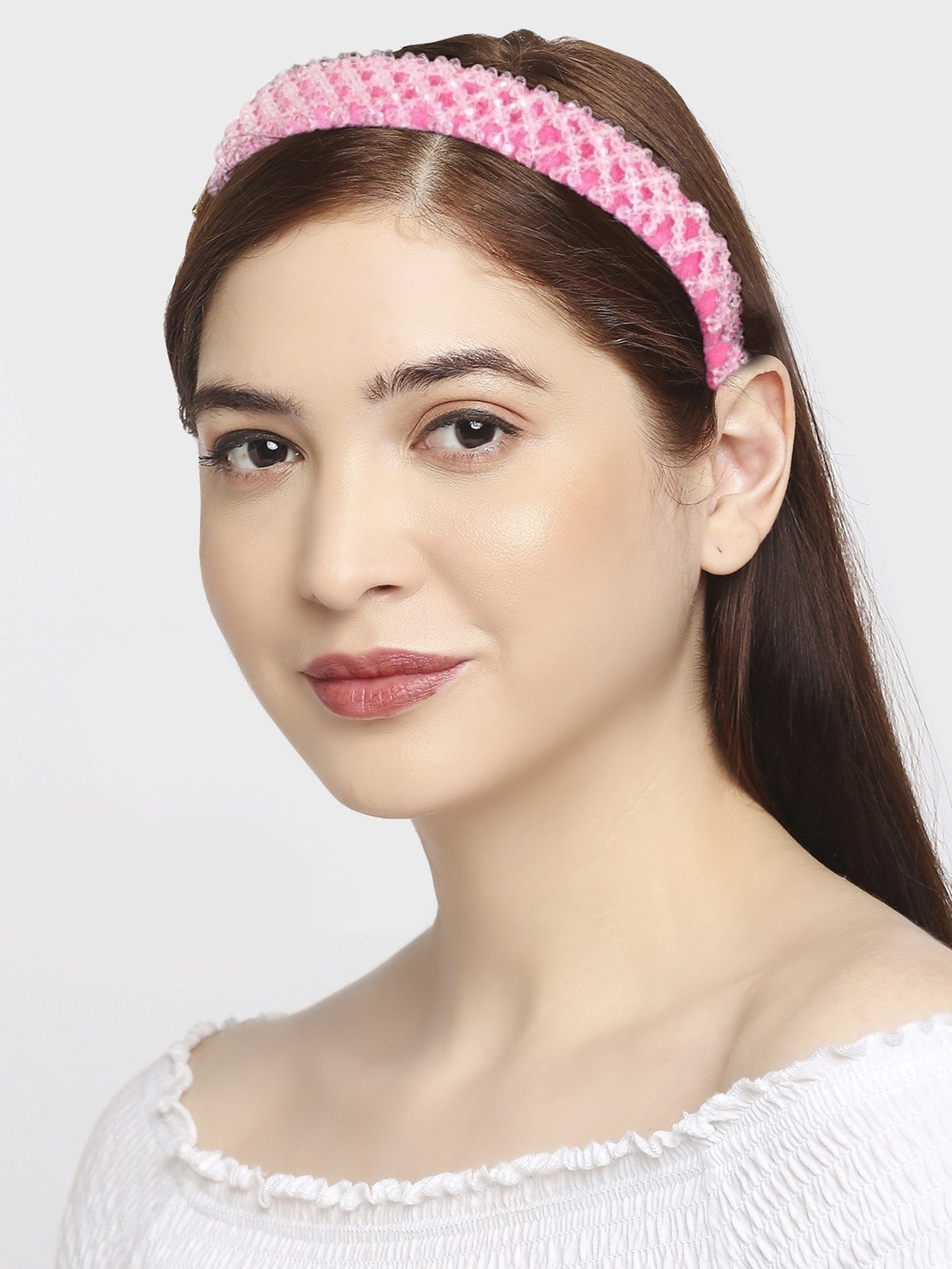 OOMPH Pink Crystal Studded Party Thick Hair Band