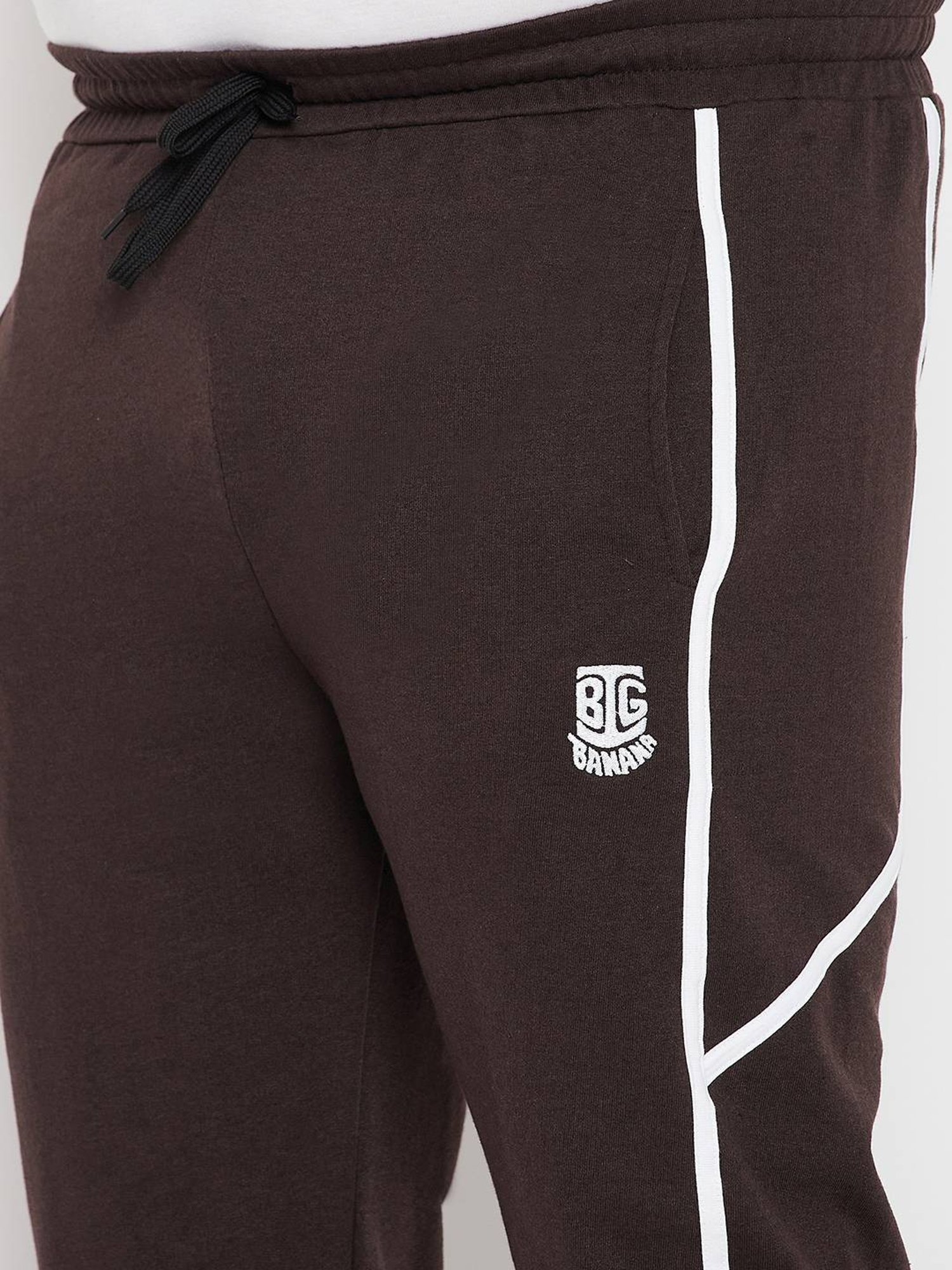 Bigbanana Coffee Brown Regular Fit Striped Joggers