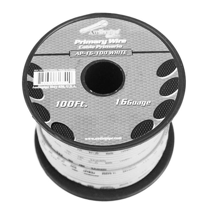 AUDIOPIPE AP16100WH Audiopipe 16 gauge 100ft White primary wire