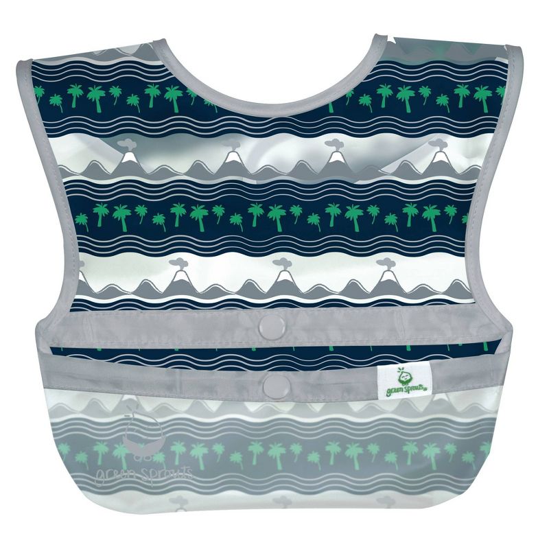 green sprouts Snap & go Wipe-off Bibs Blue Dinosaurs 9-18M - 3pk