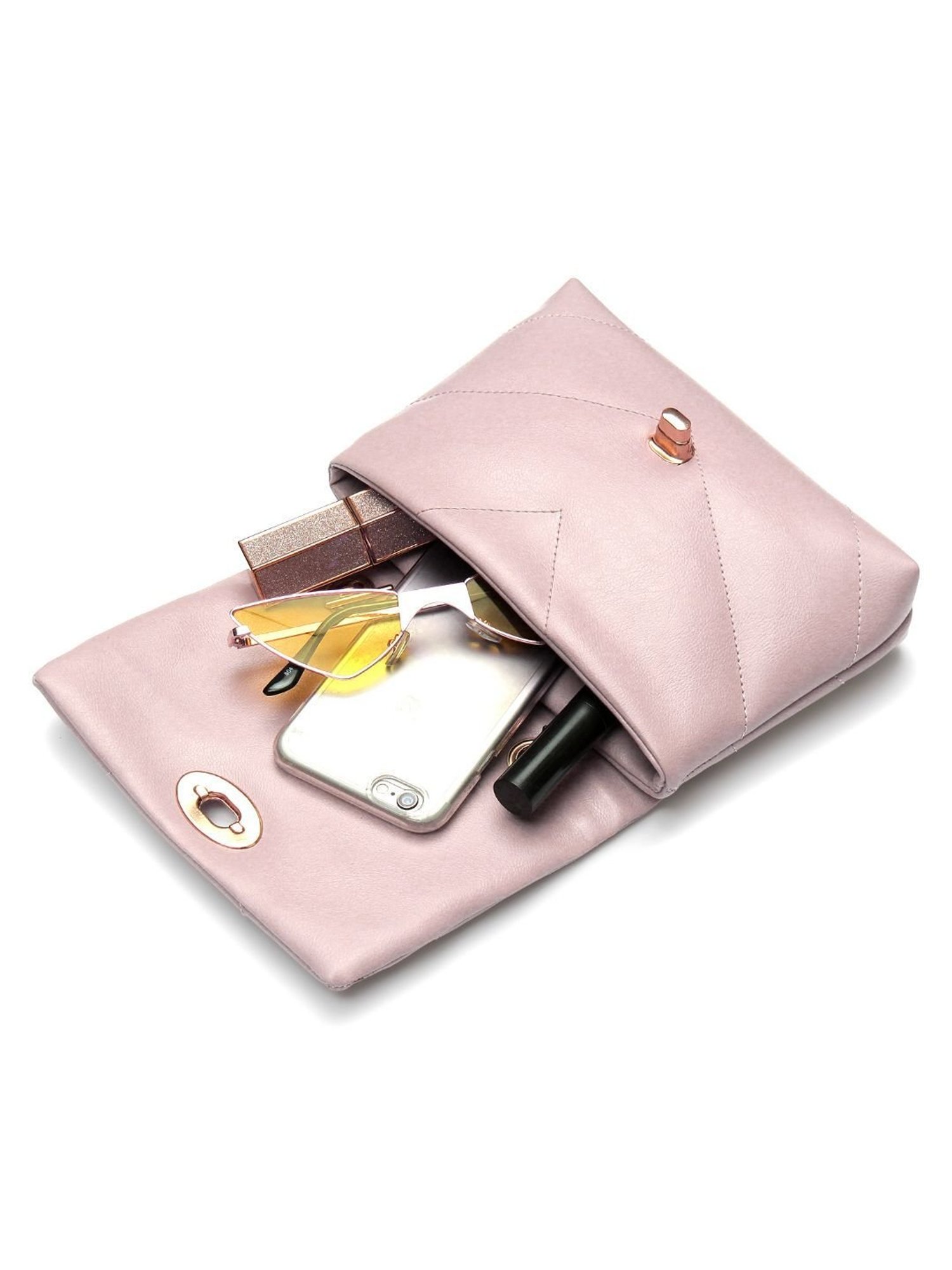 Yelloe Pink Solid Medium Cross Body Bag