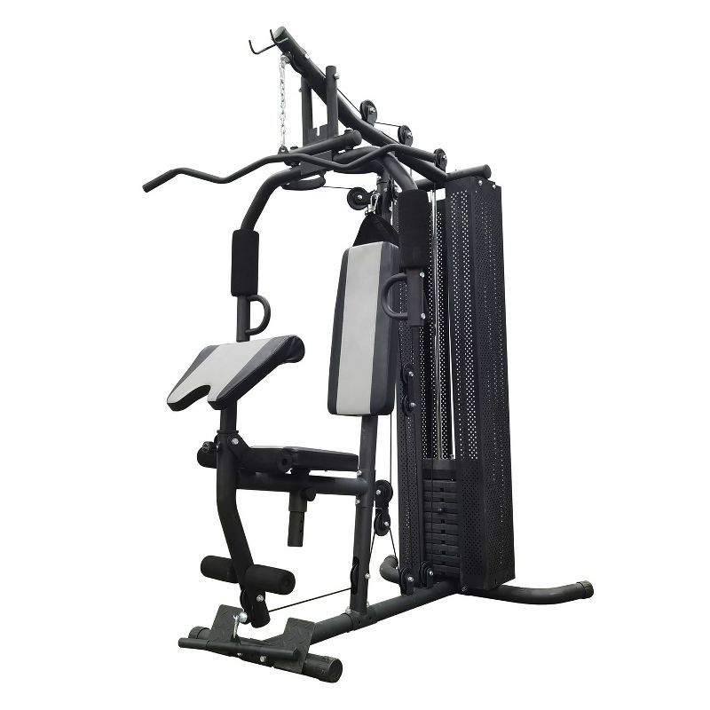 BalanceFrom Home Gym Bench Workout Station with 380 Pound Resistance, and 1 Inch Thick Floor Puzzle Exercise Mat, 24 Sq Ft, Black