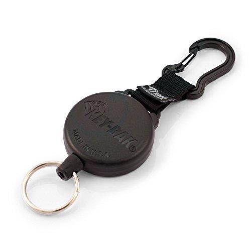 Key-Bak SECURIT XD Retractable Key Holder, 28" Kevlar Cord, 20 oz. Retraction, Durable Polycarbonate Case, Zinc Alloy Carabiner, Split Ring, Black