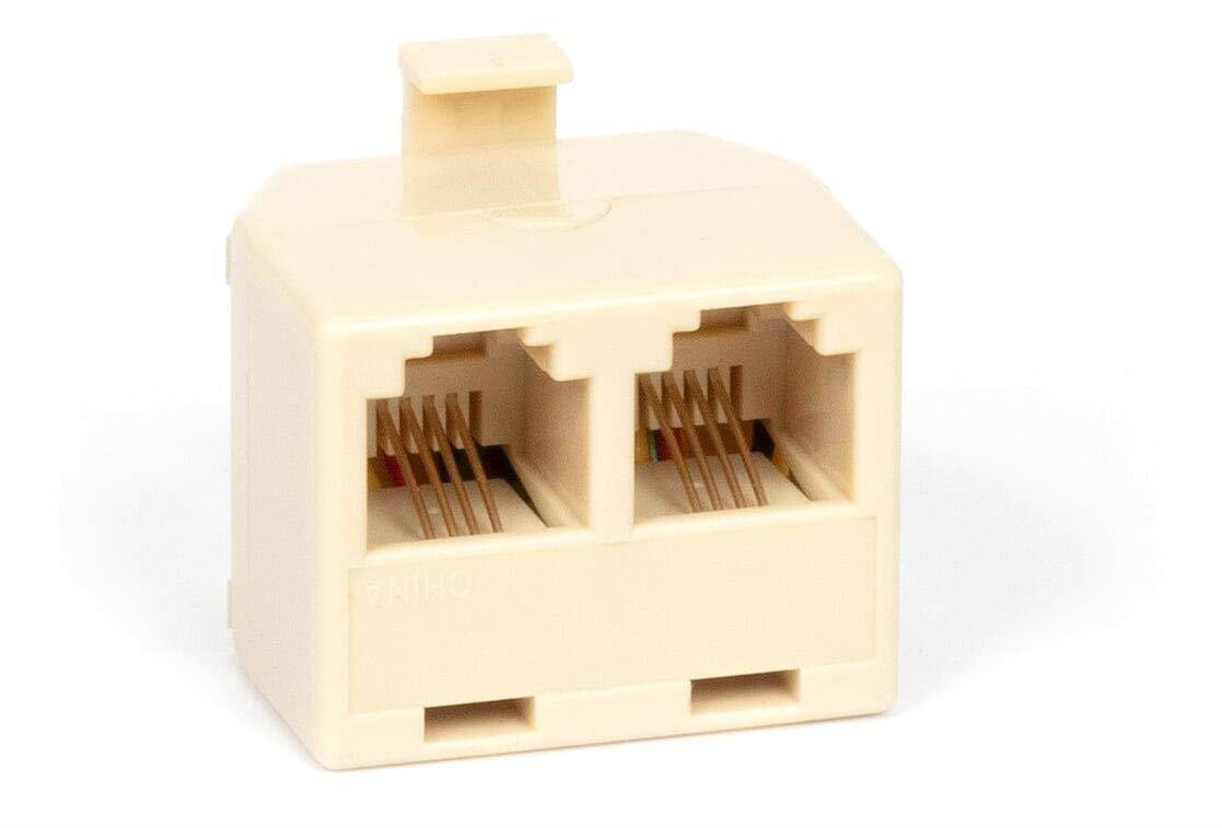 Duplex Modular Phone Wall Jack Adapter (IVORY) RJ11 - Splitter | One Pack
