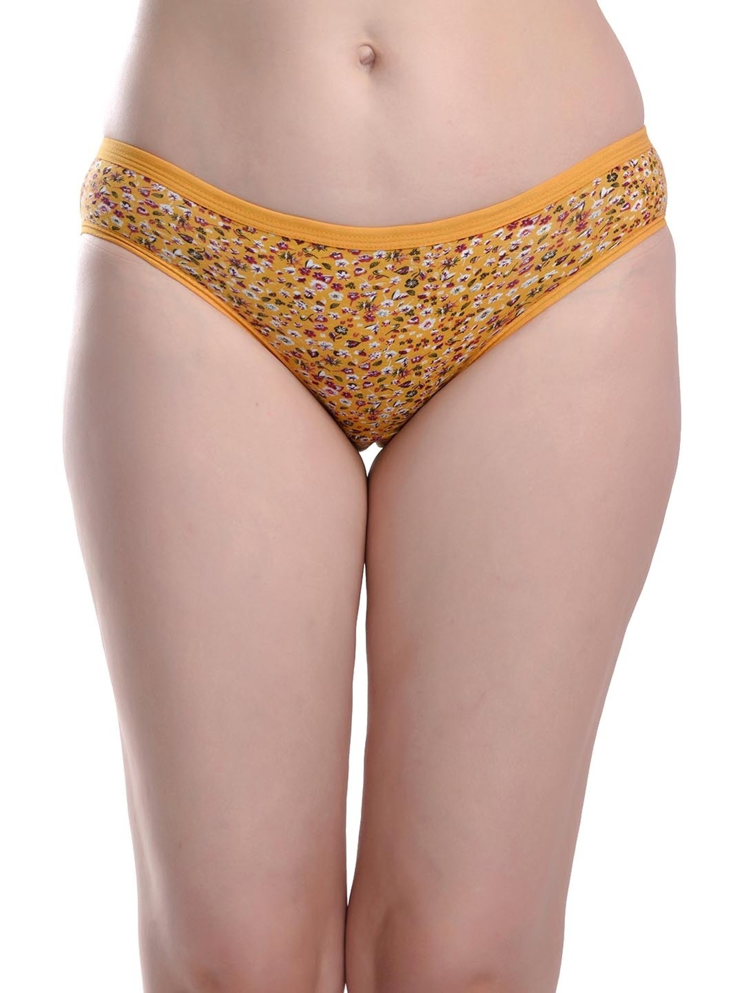 FIMS Yellow & Green Floral Print Hipster Panties - Pack Of 2