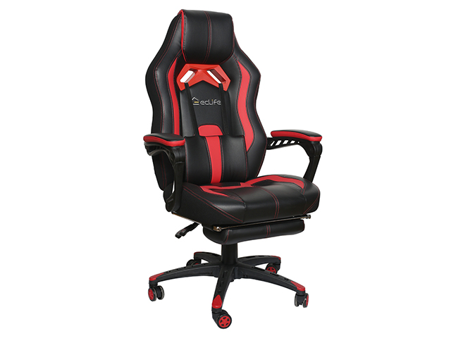 Gaming Chair Office Chair PC Chair with Massage Lumbar Support, Vantage Style PU Leather High Back Adjustable Swivel Task Chair with Footrest,Blue,GC26