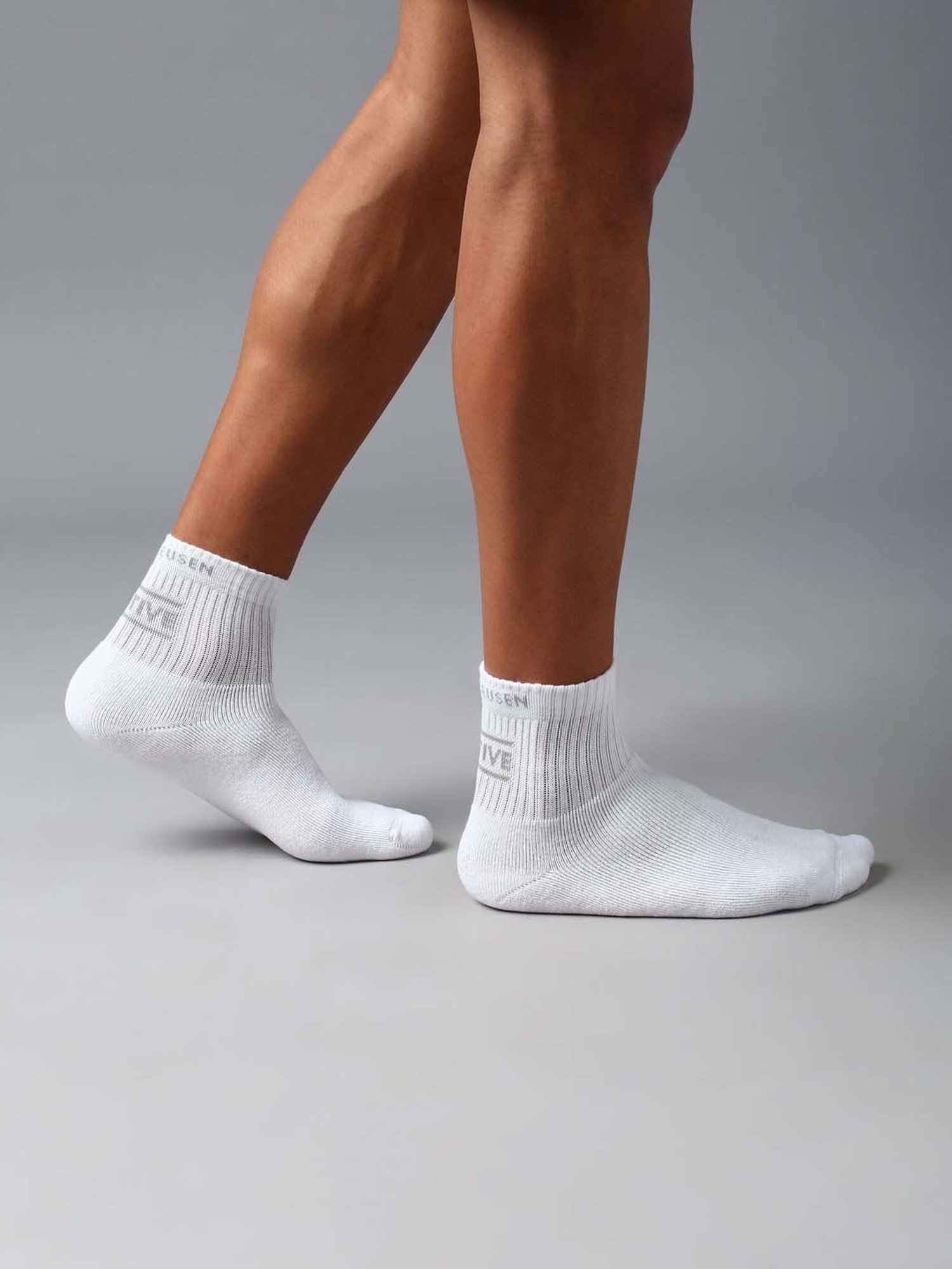 Van Heusen White Cotton Solid Socks - Set of 1