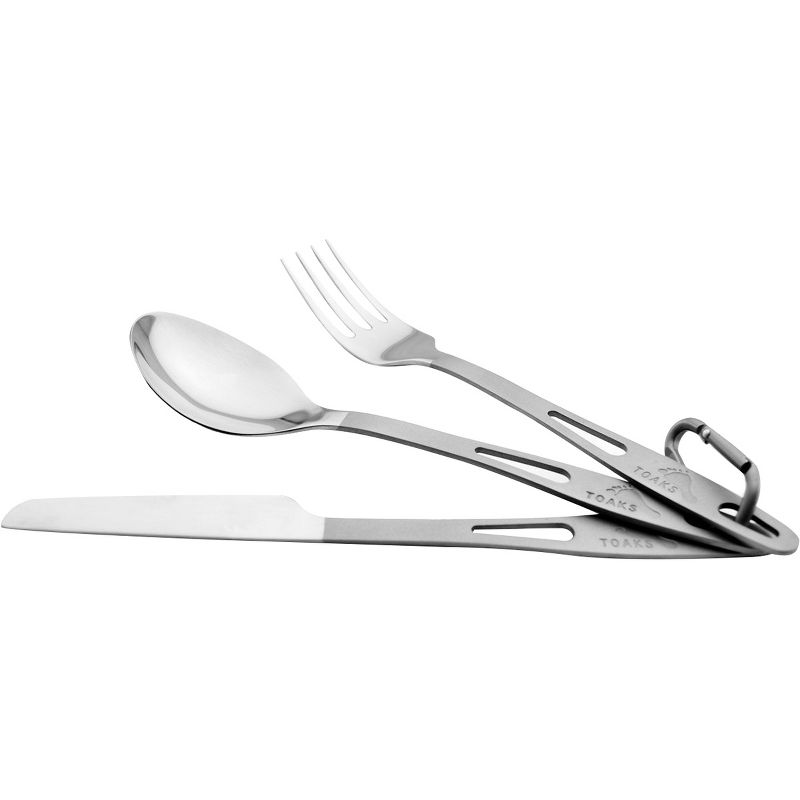 TOAKS Three-Piece Polished Head Titanium Cutlery Set with Matte Finish Handles
