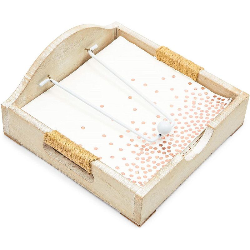 Juvale Rustic Wooden Napkin Holder for Tables (7.5 x 7.5 In)
