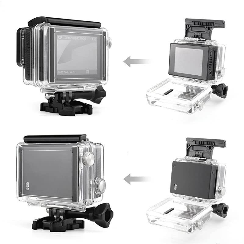 Standard Waterproof Dive Housing Case for GoPro Hero 4 Hero 3+ Hero 3 Hero4 Hero3 Camera with Waterproof BacPac Backdoor and Silicone Lens Cap - Underwater 40 Meters