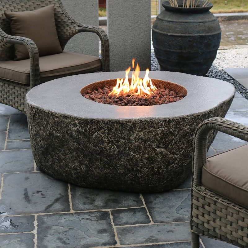 Fiery Rock Glass Concrete Propane Fire Table - Graphite - Elementi