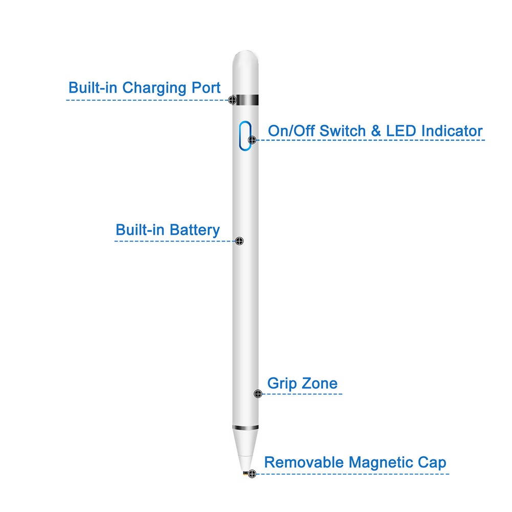 Active Capacitive Round Cover Stylus Pen Silicone Head Touch Screen For IPad Pro