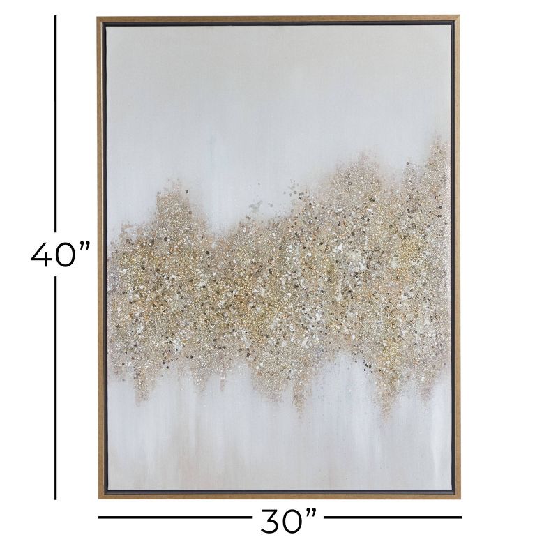 30" x 40" Rectangular Abstract Textured Canvas Wall Art with Gold Wood Frame Gold/Gray - CosmoLiving by Cosmopolitan