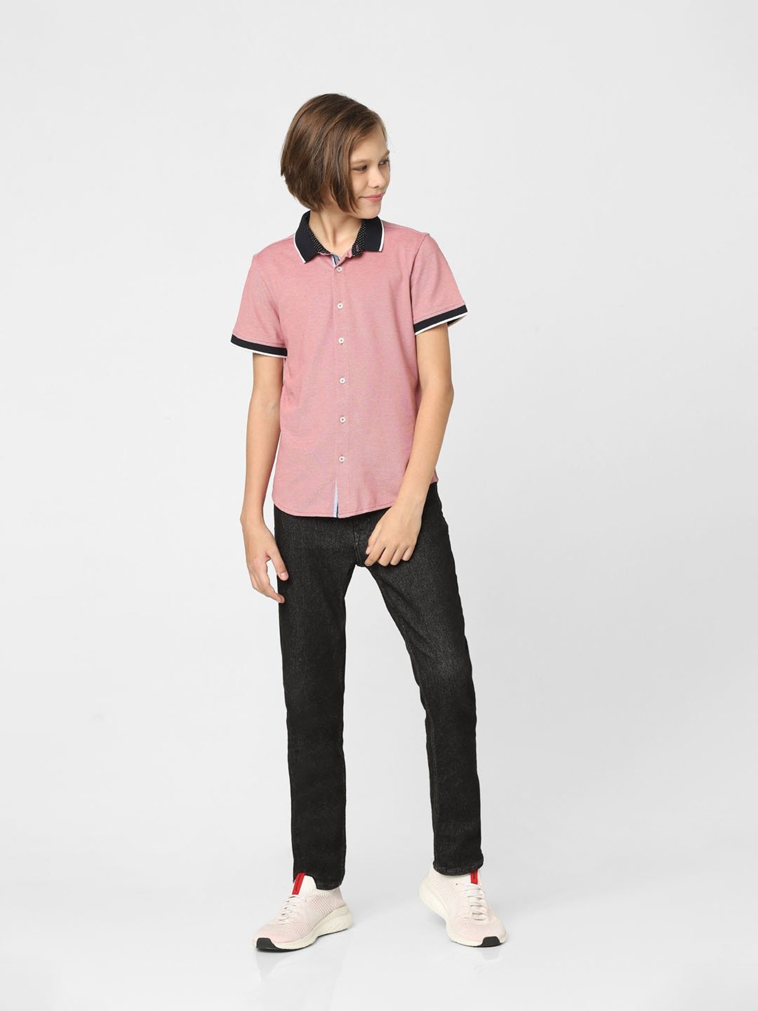 Jack & Jones Junior Boys Pink Solid Shirt
