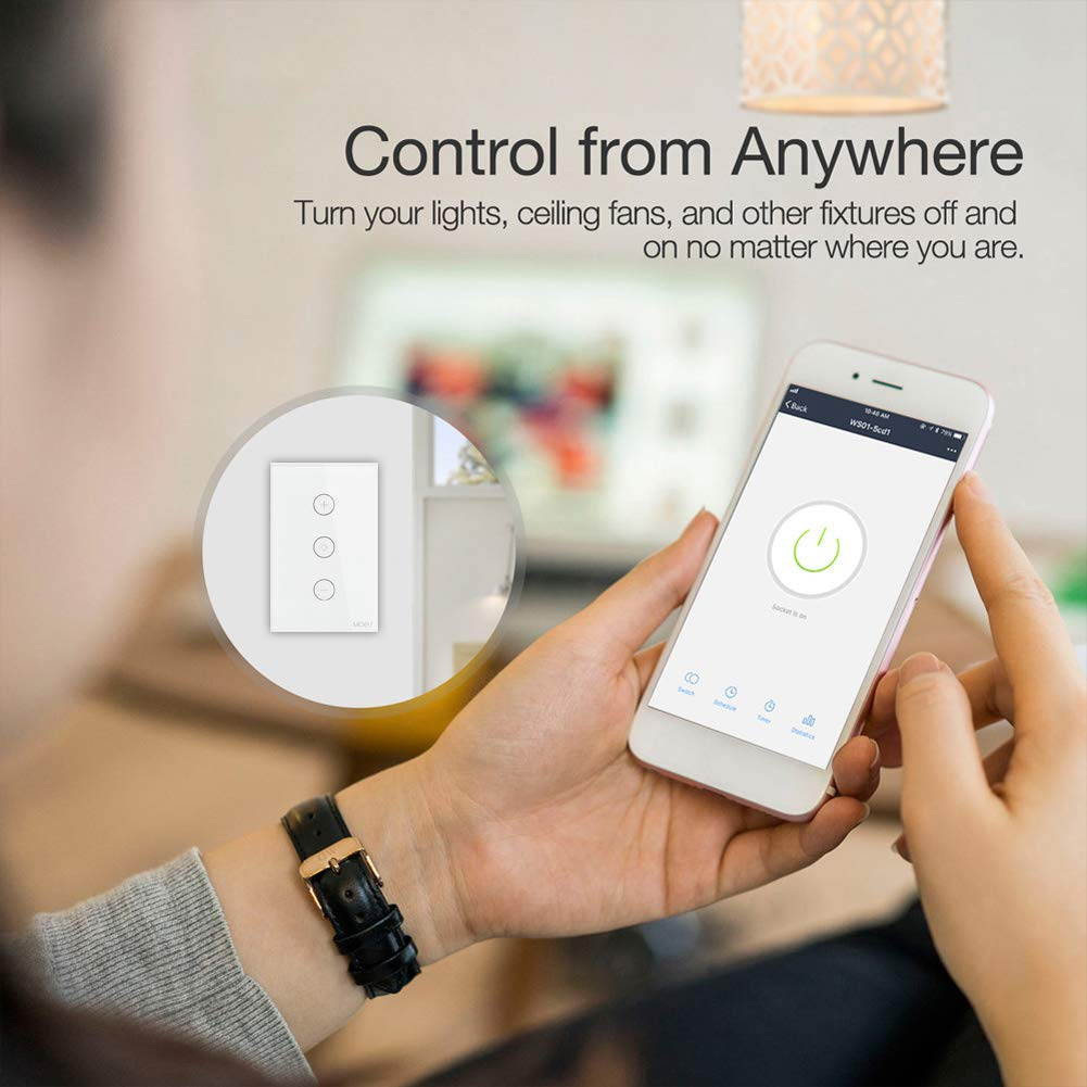 Avatar Controls Smart WiFi Wall Light Touch Panel Switch, Remote Control with Smart Phone, No Hub Required, AC 110-240V, Compatible with Alexa Echo, Works with Google Home, Wall Switch 3 Gang