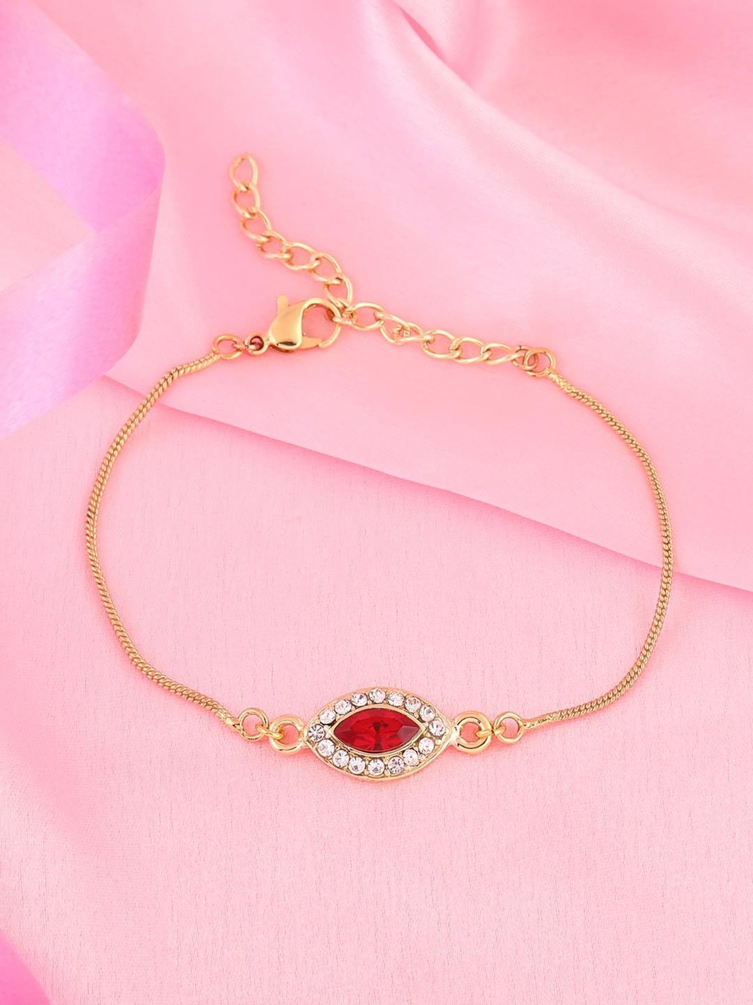 Estele Gold-Plated Bracelet with Crystals & Divine Red for Women